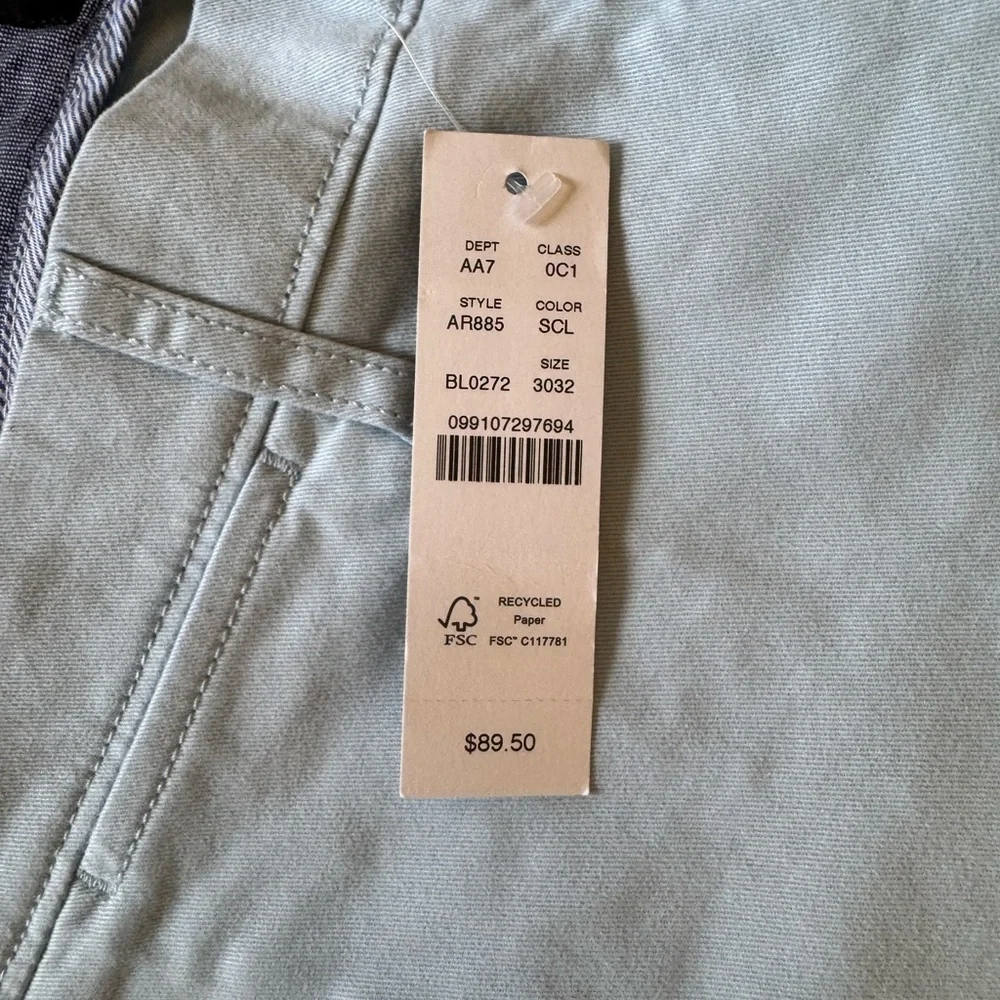 NWT J crew 484 Slim-fit stretch chino pant Robin’s Egg Blue 30 x 32